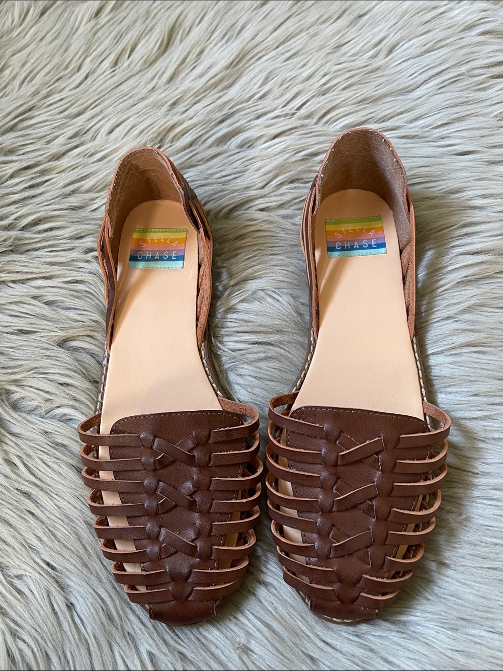 Brown Woven Leather Sandals